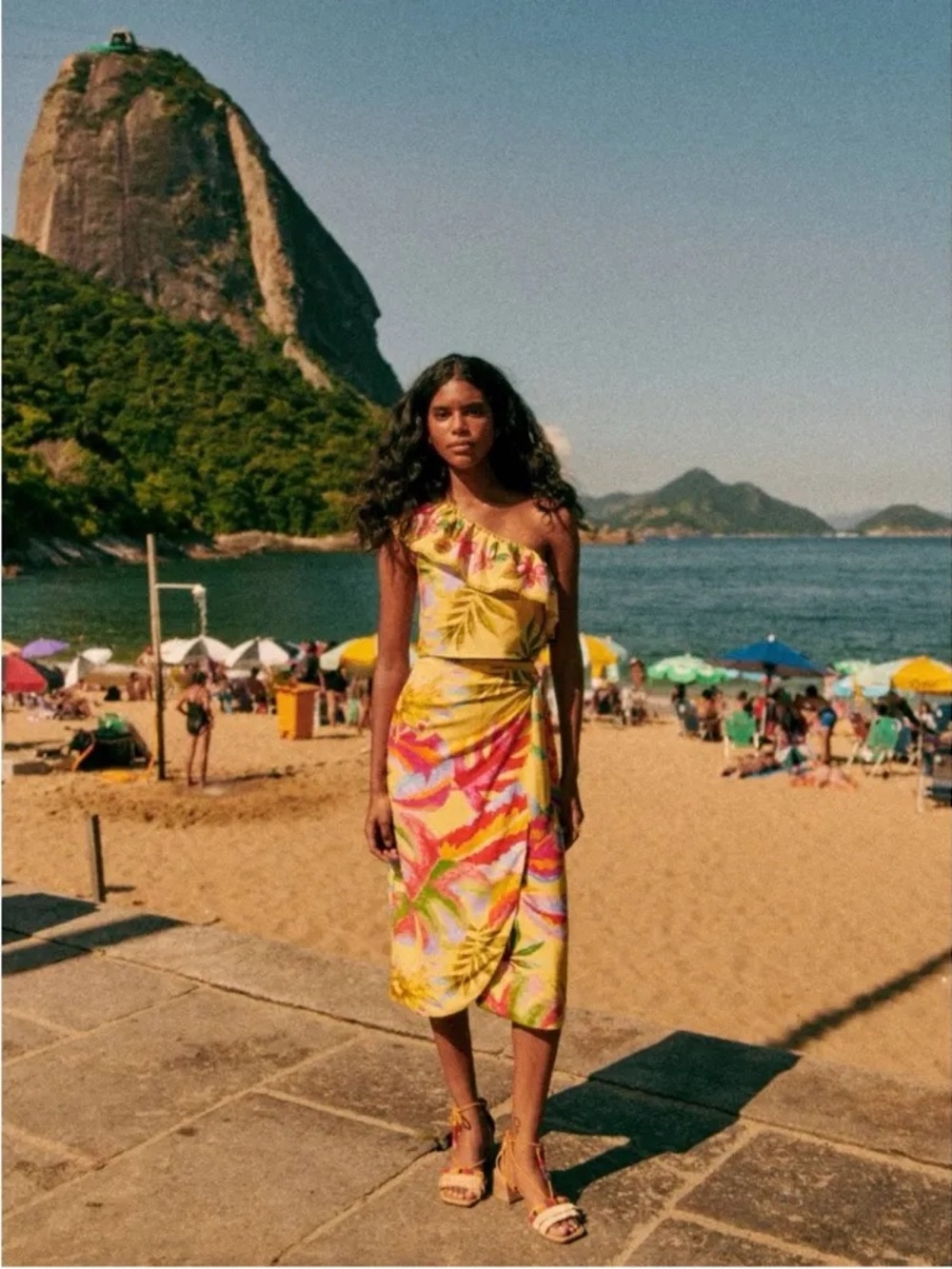 Sezane Jupe Bia/Farm Rio Midi Skirt with Tropical Print